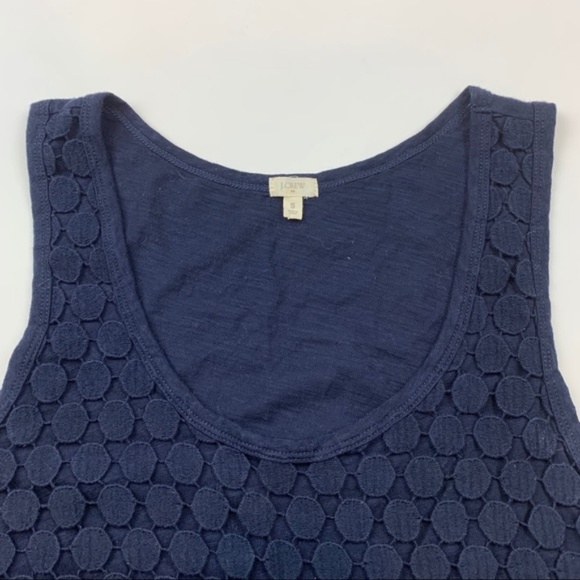 J. Crew Blue Scalloped Lace Overlay Tank Top - Picture 2 of 3